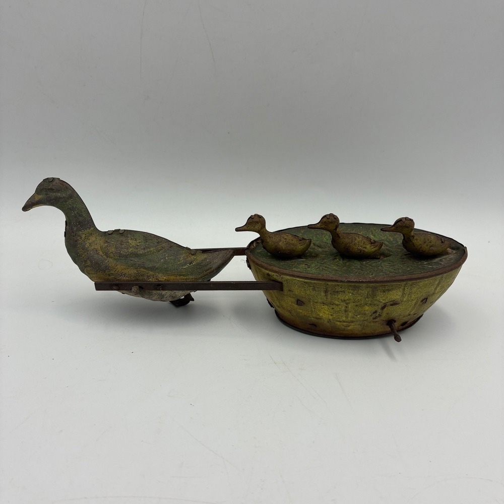 Antique Lehmann Paak-Paak German Tin Litho Wind Up Duck Family Toy Made Germany